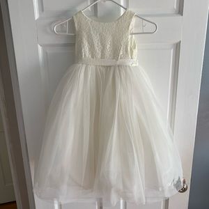 David’s Bridal Lace and Mesh Flower Girl Dress.
